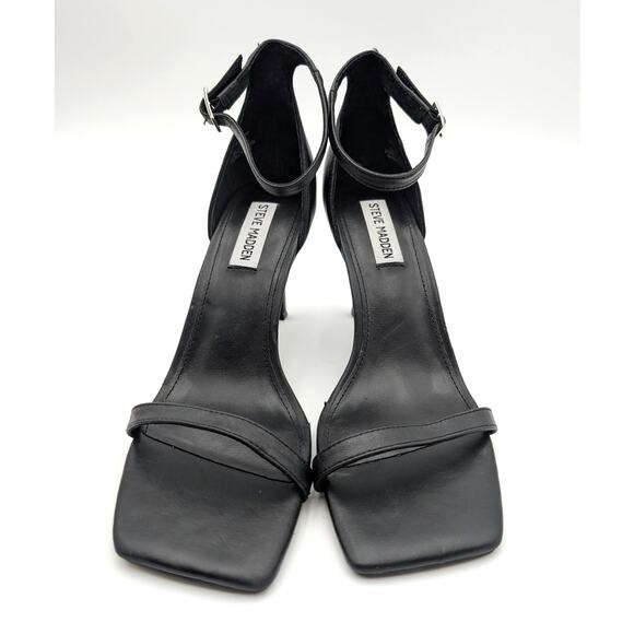 Steve Madden Piked Ankle Strap Stiletto Heel Sandal Women's Black Size US8M EU39 - Picture 2 of 11